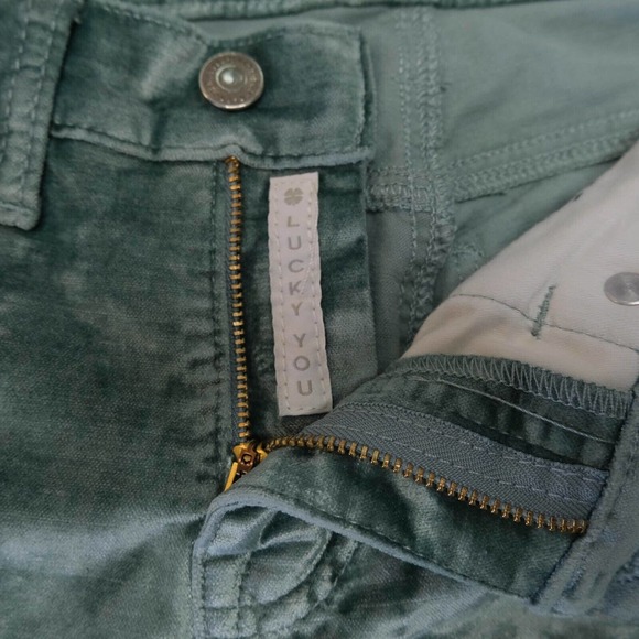 LUCKY BRAND Womens 00 Ava Antartica Sea Foam Crushed Velvet Skinny Jeans Pants - Picture 3 of 16